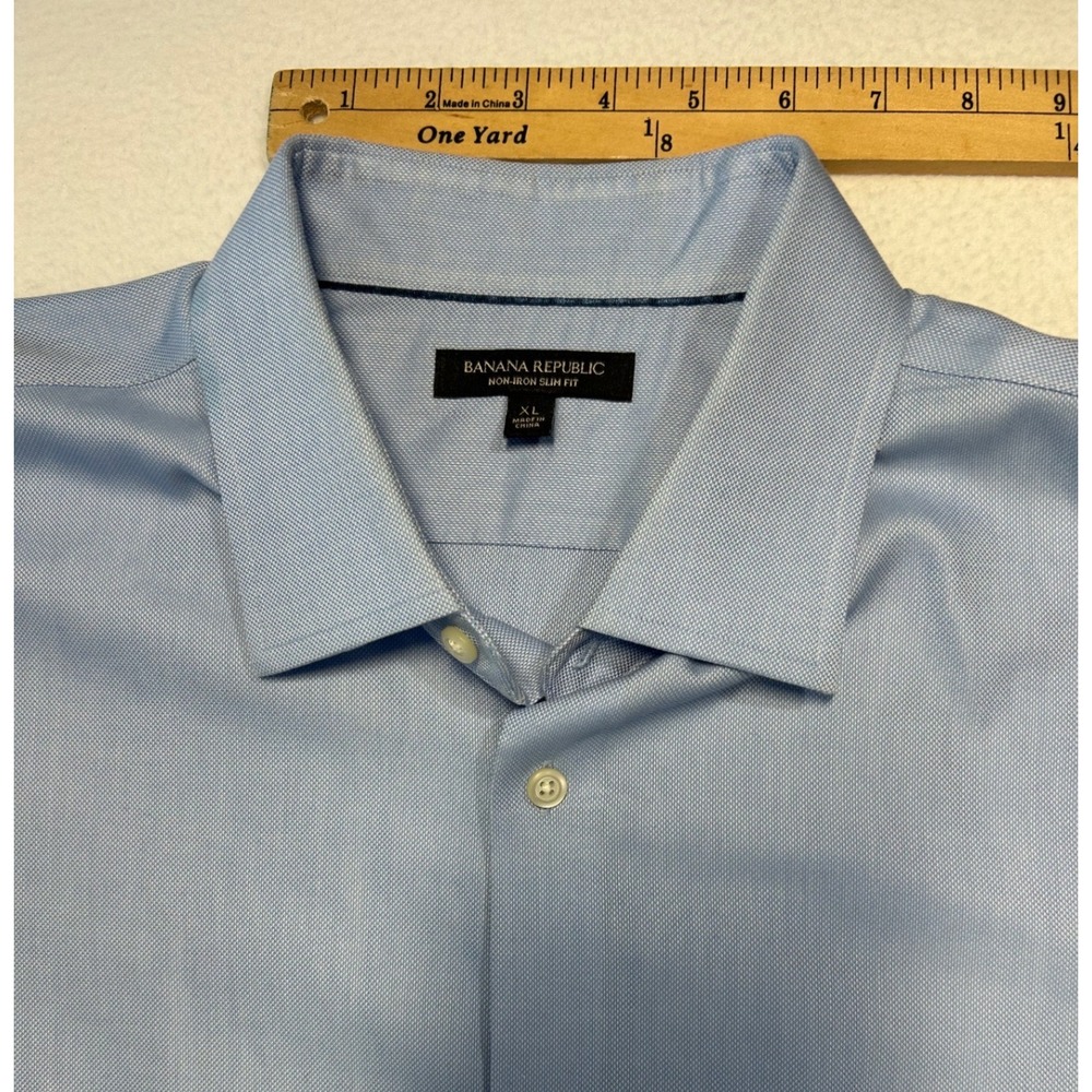 Banana Republic Royal Oxford Slim Fit No Iron Shirt Mens XL Blue French Cuff - Picture 4 of 11
